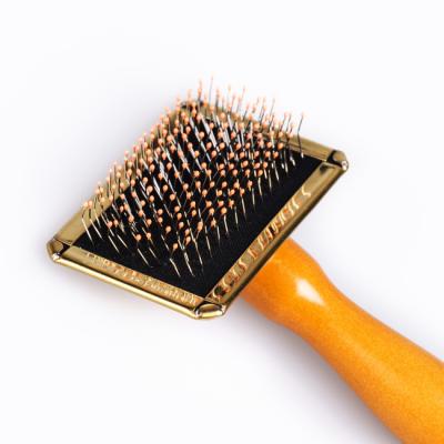 China High Quality Viable Curved Wooden Handle Pet Grooming Brush Deshedding Brush For Small Sizes Pet for sale