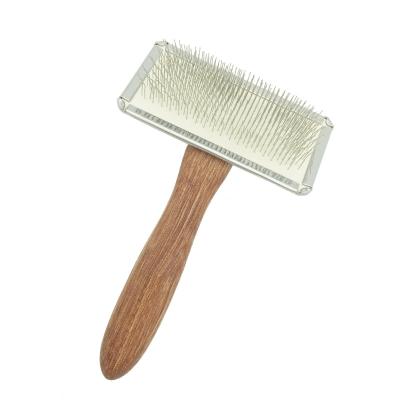 China Sustainable Professional Dog Square Hair Brush Wooden Pet Slicker Brush for sale