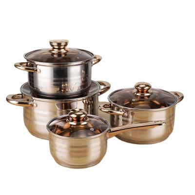 China Sustainable Hot Sale 6pcs 201 Stainless Steel Cookware Set Milk Soup Cooking Pot Sets Stock Pot Set for sale