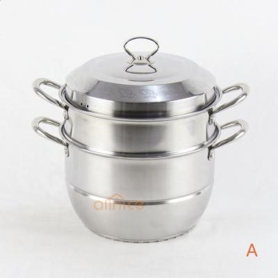 China Viable Allinice Professional Stainless Steel Steamer Pot Set Passed With SS Steel Cover And Handle Knob for sale