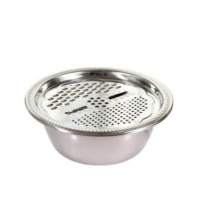 China Multifunctional Fruit Stainless Steel Stored Vegetable Graters 3 In 1 Bowl Basin Kitchen Graters for sale