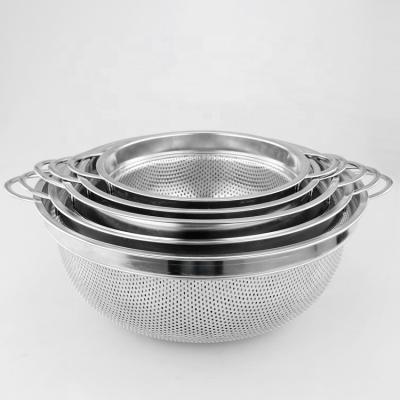 China Best Sustainable Selling Vegetable Vegetable Fruit Serving Ware Stainless Steel Kitchen Colander With Handle for sale