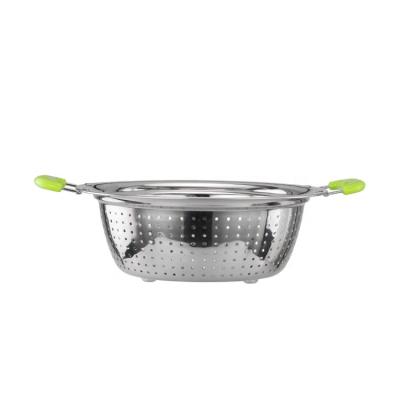 China Sustainable Wholesale Rice Fruit Vegetable Colander Bowl Set Stainless Steel Colander With Double Handle for sale