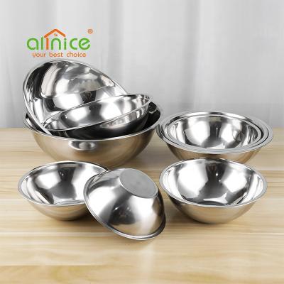 China Stocked 201 Bowls Quality Stainless Steel Bowl Size Kitchen Multi Utensil Soup Kitchen Deep Stocked Food Mixing Bowl Set for sale