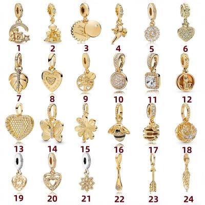 China 2023 CLASSIC Bead Sterling Silver S925 Pandoraer Gold Charm DIY Fashion Jewelry Pendant for sale