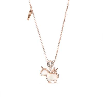 China FASHIONABLE Creative Unicorn Necklace Cartoon Niche Design Clavicle Chain Pendant Fantasy Sterling Silver for sale