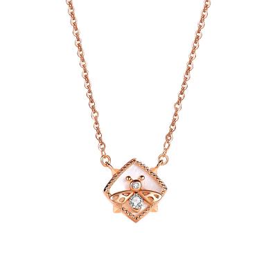 China Trendy Sentie Small Bee Necklace Female Sterling Silver Cool Clavicle Chain Little Rose Gold Monastery Necklace Pendant Jewelry for sale