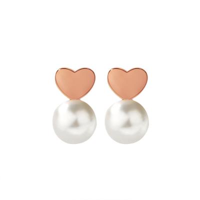 China FASHIONABLE S925 Sterling Silver Heart Shell Bead Studs Women's Fashion Earring Jewelry for sale