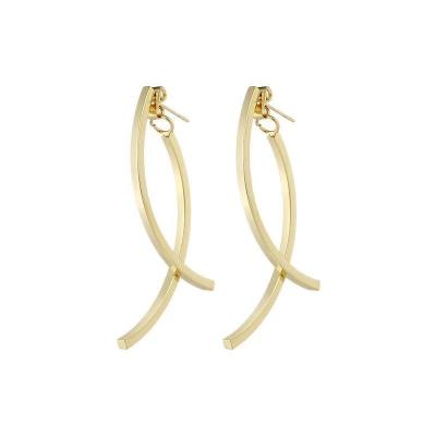 China FASHIONABLE geometric cross earrings long support fashion temperament stud earrings hanging female jewelry for sale