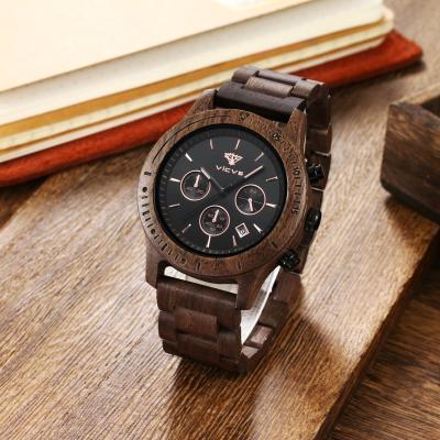 China Custom brand wooden luxury analog quartz hot sale fashion chronograph watch wooden watches watch wooden case luxury for sale