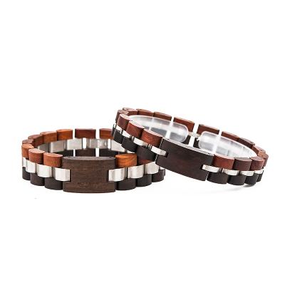 China CLASSIQUE Available in Ebony Wood Mixed Stainless Steel Multiple Bracelet Chinese Colors Mixed Wood Bracelet for sale