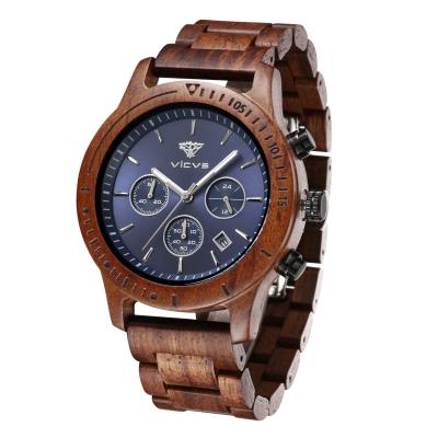 China Factory Logo Wristwatches Watches Men Wrist Custom Made New Hot Sale Wooden Wrist Watch Men's Chronograph Quartz Watches for sale