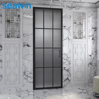 China SeaWin Swing Doors Bathroom Easy Clean Glass Single Pivot Frame Shower Door Interior Shower Door for sale