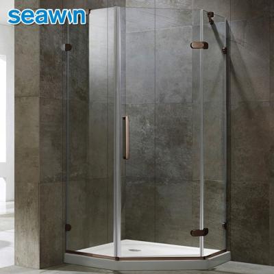 China SeaWin Tempered Glass Bath Corner Easy Clean Glass Shower Enclosure Open Hinge Diamond Shaped Shower Enclosure for sale