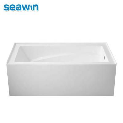 China Body Soaking SeaWin White Exterior Standard Alcove Acrylic Fiberglass Skirt Solid Sunken Bathtub for sale