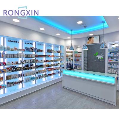 China Medical MDF Retail Store Display Ideas Store Interior Decoration Design Pharmacy Furniture for sale