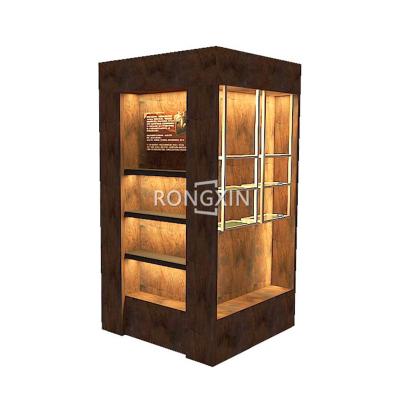 China Customs Lead Fashion Brown Wooden Display Cabinet Light Chocolate Wall Display Furniture Chocolate Shop 01 for sale