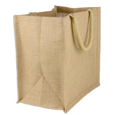 China Factory Price Customizable Logo Smooth Jute Handled Tote Shopping Bags for sale