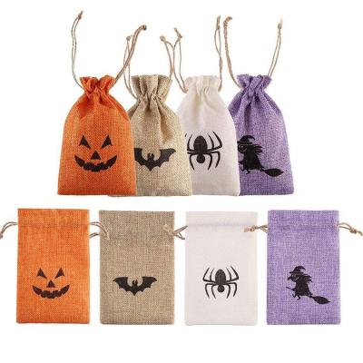 China 2021 Custom Logo Halloween Burlap Drawstring Jute Eco Friendly Shopping Bag Eco-Friendly for sale