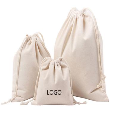 China Custom Organic Cotton Drawstring Bag Eco-Friendly Plain Recycled Cotton Canvas Small Bags With Logo for sale