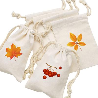 China Low MOQ Dustproof Christmas Cotton Canvas Fabric Muslin Eco - Friendly Custom Drawstring Bag for sale