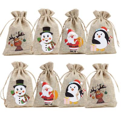 China 2021 Custom Logo Jute Christmas Drawstring Eco Friendly Promotional Eco Friendly Bag for sale