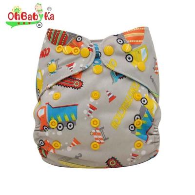 China Ohbabyka Waterproof Diaper Cover Double Gusset Polyester Baby Cloth Printed Diaper Cover for sale