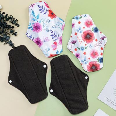 China Ohbabyka Bamboo Charcoal Women Super Absorbent Cloth Pads Reusable Washable Sanitary Pads Cloth Menstrual Pads for sale