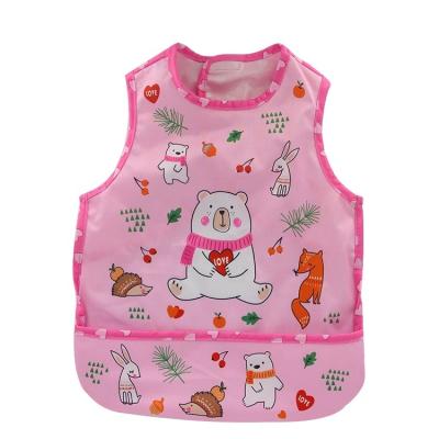 China Ohbabyka Baby Toddler Viable Kids Sleeveless Sling Art Smock Feeding Bib Waterproof Apron With Pocket for sale