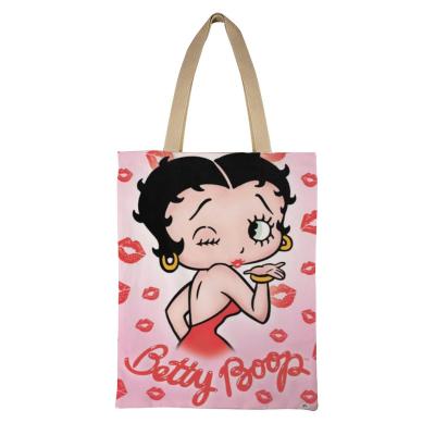 China Anime Canvas Tote Shoulder Handbag Casual Large Lightweight Capacity Printing Cute Embroidery Shopping Bag Schoolbags For Girls Shopping for sale