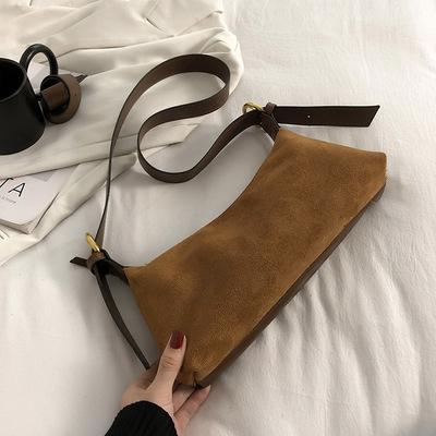 China Fashion 2022 Canvas Handbags Fall Solid Color Retro Ladies Soft Armpit Bag Handbags Fashion Girls Small Shoulder Bags for sale