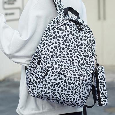 China Other Student Newcomer Contract Combo 3 Piece School Backpack With Lunch Box Pencil Pouch Black Snow Leopard Print for sale