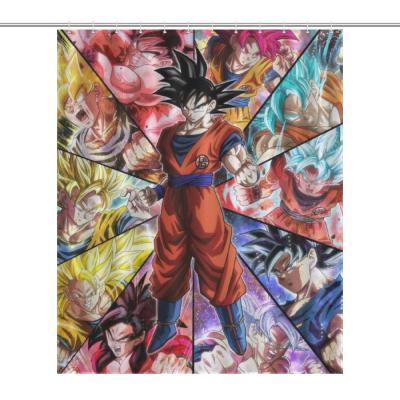 China Viable Popular Anime Dragon Ball Z 3D Print Shower Curtain Polyester Fabric Bathroom Curtain Waterproof Hook Bath Curtain for sale