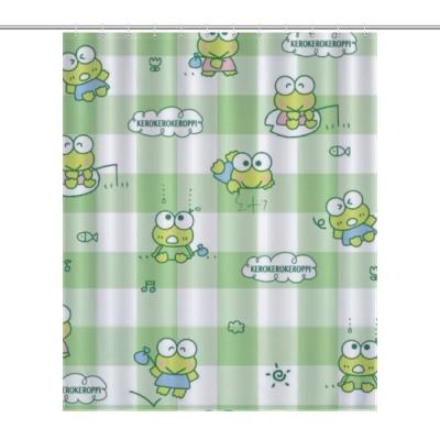 China Sustainable Sanrio Keroppi Shower Curtain Set With Plastic Hooks And Stainless Steel Hole Waterproof Bath Curtain For Tub 60 x 72 Inches for sale