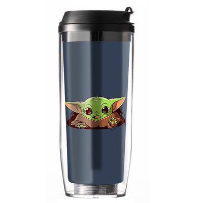 China Durable Cartoon Baby Yodas Caisi Coffee Cup Plastic Double Layer Design Easy To Carry Suitable For Office Meeting And Sports 350Ml for sale