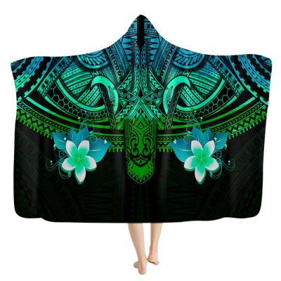 China Multi Color Wearable Flower Blanket Hoodie Throw Blankets For Couch Hooded Covers For Baby Kids Men Women for sale