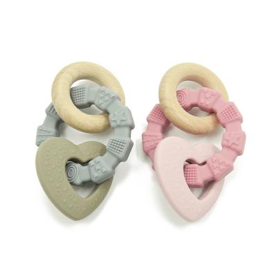 China De natuurlijke Rekupereerbare CPC-Vriendschappelijke Baby van Silicone Houten Teether Eco kauwt Speelgoed Te koop