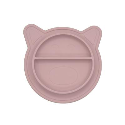 China Leuke Eenvoudige Piggy-Vorm Dusty Lilac Baby Silicone Plate Vriendschappelijke Eco Te koop