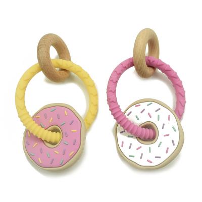 China Laser Logo Silicone Wood Teether Infant Baby BPA Free Nursing Bracelet for sale