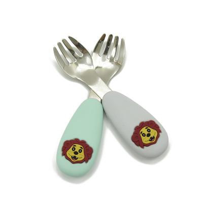 China Acero higiénico libre de los cubiertos PBA Mini Baby Silicone Fork Stainless en venta