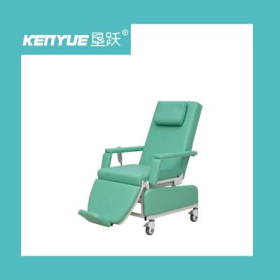 China Hospital Painted Steel PVC Leather Green Hemodialysis Chair Manual for sale