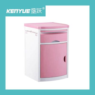 China Pink 143X130mm patient ABS bedside table dedicated for hospital bed for sale