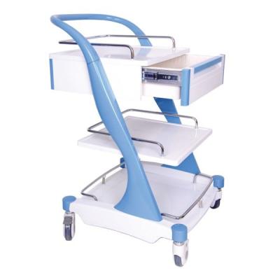 China Aluminum Alloy Frame Medical Instrument Trolley Bule Red With Four Silent Castors for sale