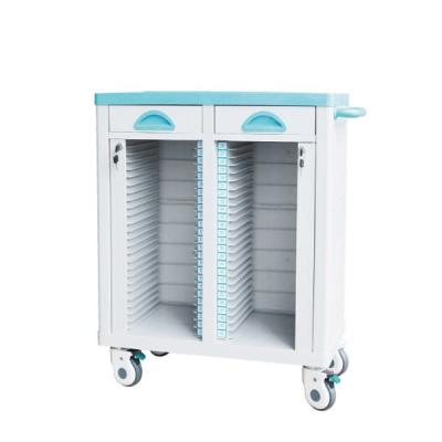 China ABS Patient Records Medical Storage Trolley Green Blue 470*410*880mm Silent Wheels for sale