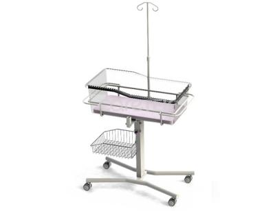 China Carbon Steel Hospital Bassinet 4 Wheels Infusion Pole Frame Basket 3 Inch Caster Brake for sale