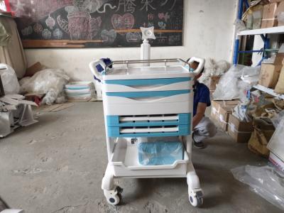 China ABS Hospital Emergency Drugs Medical Push Cart Medical Storage Carts With Brake Castors Hospital Trolley for sale