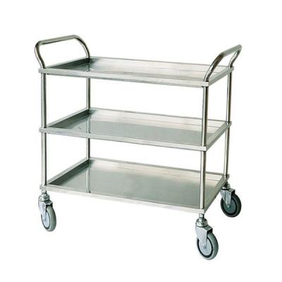 China Three Tier Stainless Steel Surgical Instrument Trolley Metal Handle In Silver for sale