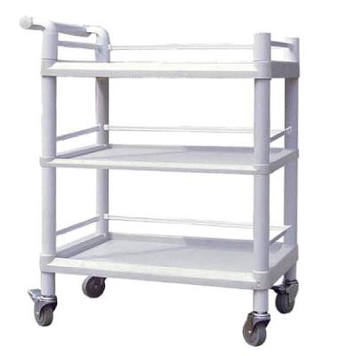 China Strong Load Bearing Utlity Medical Instrument Trolley 3 Tiers Plastic Trolley Cart for sale