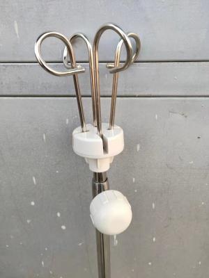 China White And Black IV Pole Hospital Stainless Steel Infusion Stand With Hooks for sale