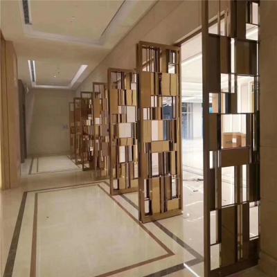 China Europe Customized Rose Gold Brushed Stainless Steel Frame Screen Partition And Divider for sale